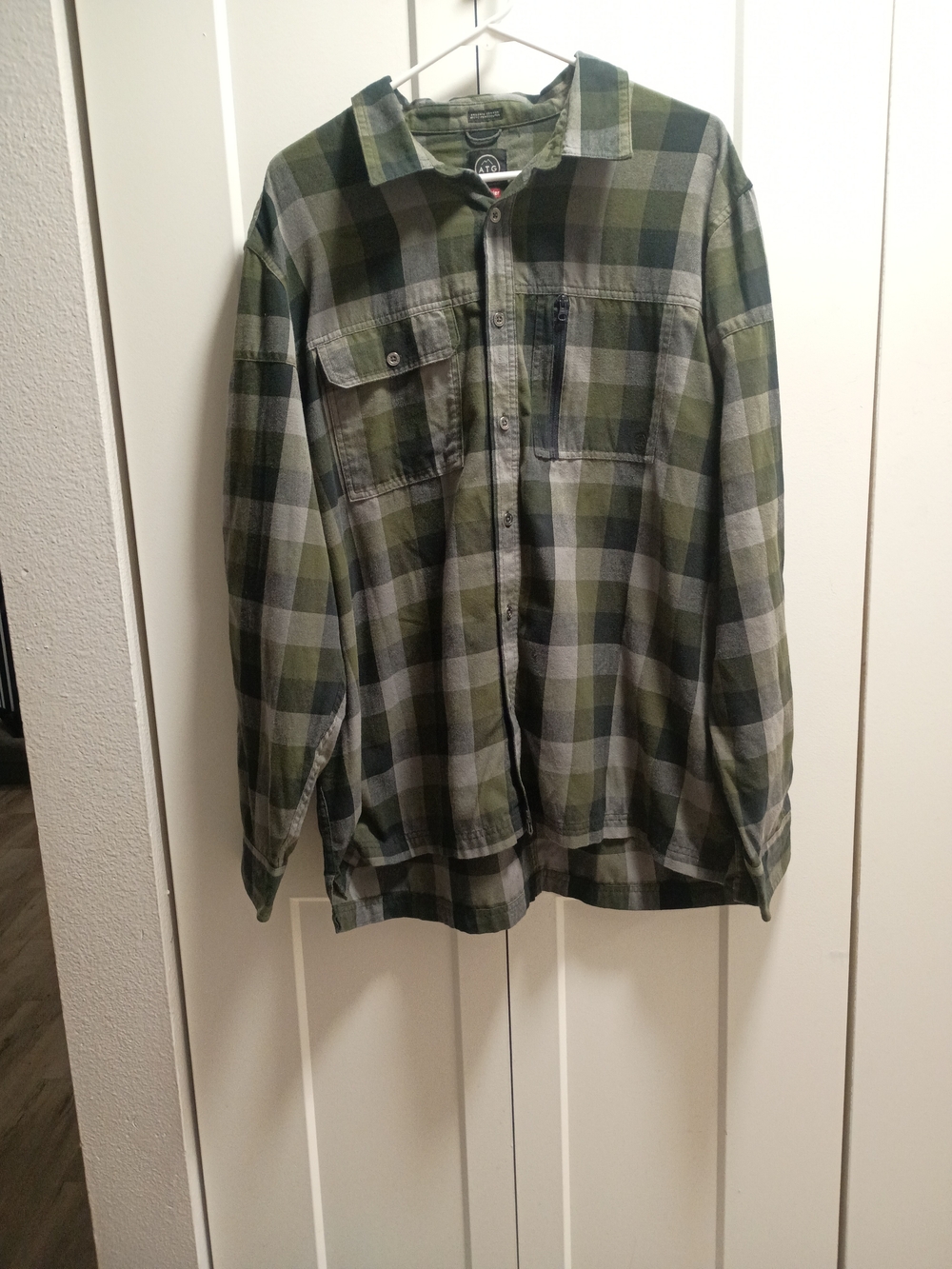 Wrangler Olive and Gray Plaid Shirt Jacket